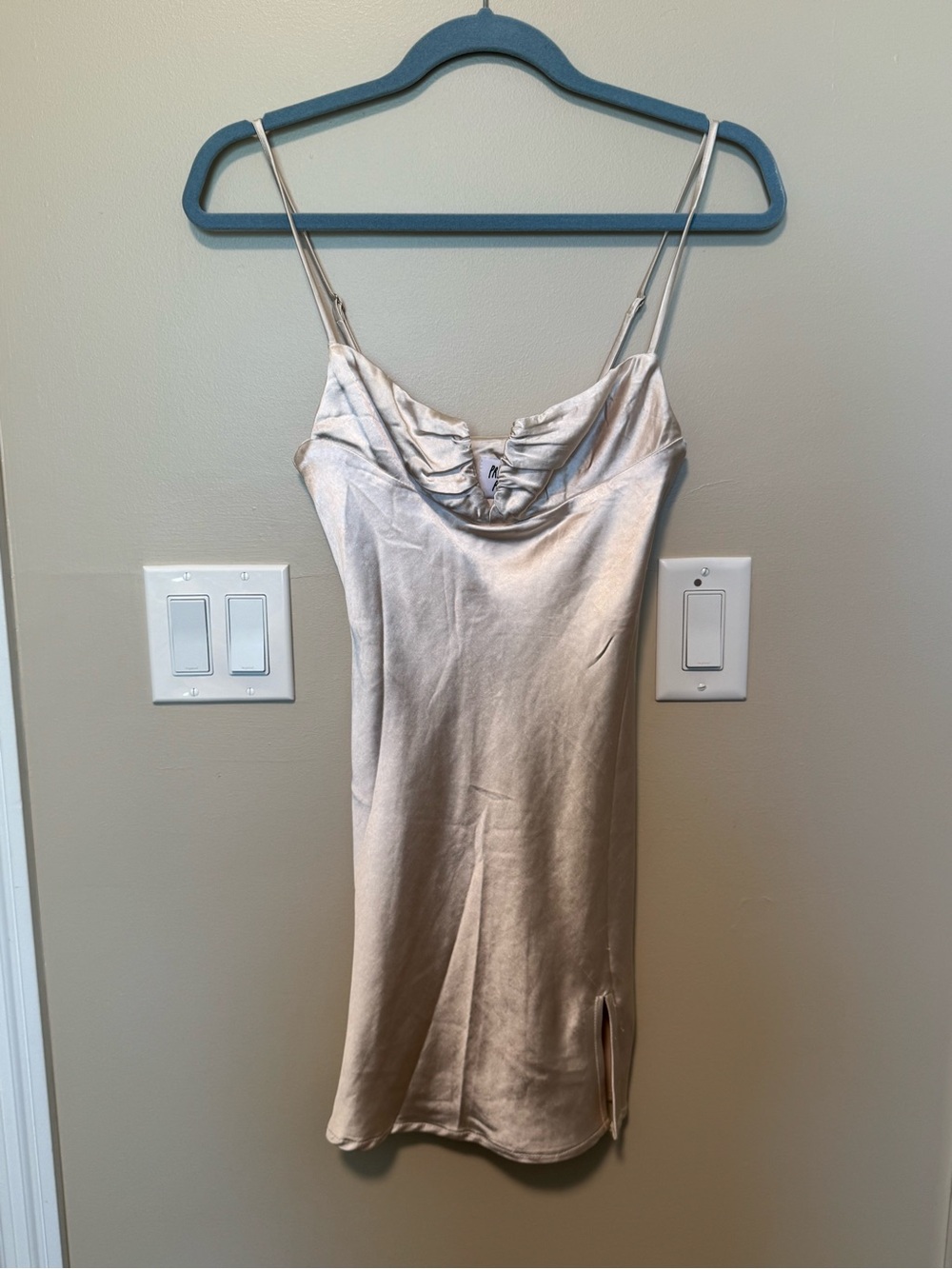 Princess Polly Satin Cowl Slip Dress - Champagne Beige
